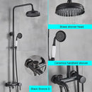 GobekUsa Black Bathroom Shower Faucet Mixer with 8" Rainfall Shower, Wall Mount Tub Spout
