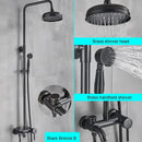 GobekUsa Black Bathroom Shower Faucet Mixer with 8" Rainfall Shower, Wall Mount Tub Spout