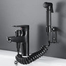 GobekUsa Black Brass Single Handle Bathroom Basin Faucet with Shower Head, Hot and Cold Mixer Tap