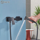 GobekUsa Brass Bidet Sprayer Faucet Set - Hot Cold Mixer, Wall Mounted Toilet Shattaf