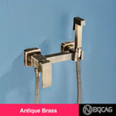 GobekUsa Brass Bidet Sprayer Faucet Set - Hot Cold Mixer, Wall Mounted Toilet Shattaf