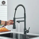GobekUsa Brass Kitchen Sink Faucet Pull Down Mixer Tap with Dual Spout Rotation