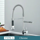 GobekUsa Brass Kitchen Sink Faucet: Pull Down Dual Spout, 360 Rotation, Hot/Cold Mixer, 2 Modes