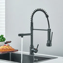 GobekUsa Brass Kitchen Sink Faucet: Pull Down Dual Spout, 360 Rotation, Hot/Cold Mixer, 2 Modes