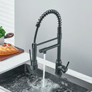 GobekUsa Brass Kitchen Sink Faucet: Pull Down Dual Spout, 360 Rotation, Hot/Cold Mixer, 2 Modes