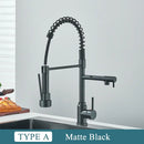 GobekUsa Brass Kitchen Sink Faucet: Pull Down Dual Spout, 360 Rotation, Hot/Cold Mixer, 2 Modes