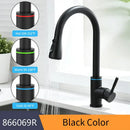 GobekUsa Black Brass LED Kitchen Faucet, Single Handle Hot&Cold Water Mix Tap