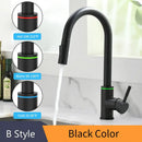 GobekUsa Black Brass LED Kitchen Faucet, Single Handle Hot&Cold Water Mix Tap