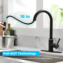 GobekUsa Black Brass LED Kitchen Faucet, Single Handle Hot&Cold Water Mix Tap