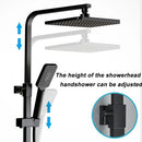 GobekUsa Black Brass Shower Faucet Set Rainfall Bathtub Tap With Bathroom Shelf