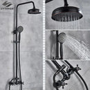 GobekUsa Black Bronze Shower Faucet Set with 8" Rain Shower Head & Hand Shower