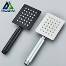 Matte black & brushed silver stainless steel handheld shower head bathroom by Decorbites