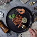 GobekUsa Black Ceramic Dinner Plate Steak Salad Lunch Plate Tray - Hotel Restaurant Tableware