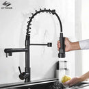 GobekUsa Brass Kitchen Faucet Spring Swivel Spout Hot Cold Water Mixer Taps