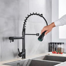 GobekUsa Brass Kitchen Faucet Spring Swivel Spout Hot Cold Water Mixer Taps