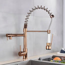 GobekUsa Brass Kitchen Faucet Spring Swivel Spout Hot Cold Water Mixer Taps