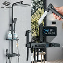 GobekUsa Digital Display Shower Faucet Rainfall Head Thermostatic Mixer Set