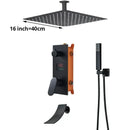 GobekUsa Digital Display Shower Faucet Set with Rainfall Head and Bathtub Spout