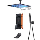 GobekUsa Digital Display Shower Faucet Set with Rainfall Head and Bathtub Spout