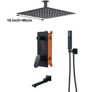 GobekUsa Digital Display Shower Faucet Set with Rainfall Head and Bathtub Spout