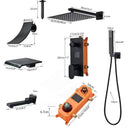 GobekUsa Digital Display Shower Faucet Set with Rainfall Head and Bathtub Spout