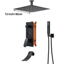 GobekUsa Digital Display Shower Faucet Set with Rainfall Head and Bathtub Spout