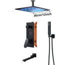 GobekUsa Digital Display Shower Faucet Set with Rainfall Head and Bathtub Spout