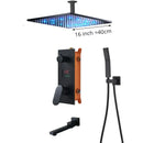 GobekUsa Digital Display Shower Faucet Set with Rainfall Head and Bathtub Spout