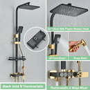 GobekUsa Gold Thermostatic Shower Faucet Set: Smart Digital Mixer, Wall Mounted Rainfall System