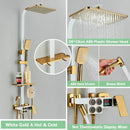GobekUsa Gold Thermostatic Shower Faucet Set: Smart Digital Mixer, Wall Mounted Rainfall System
