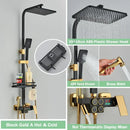 GobekUsa Gold Thermostatic Shower Faucet Set: Smart Digital Mixer, Wall Mounted Rainfall System