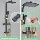 GobekUsa Gold Thermostatic Shower Faucet Set: Smart Digital Mixer, Wall Mounted Rainfall System