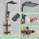 GobekUsa Gold Thermostatic Shower Faucet Set: Smart Digital Mixer, Wall Mounted Rainfall System