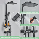 GobekUsa Gold Thermostatic Shower Faucet Set: Smart Digital Mixer, Wall Mounted Rainfall System
