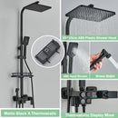 GobekUsa Gold Thermostatic Shower Faucet Set: Smart Digital Mixer, Wall Mounted Rainfall System