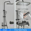 GobekUsa Digital Rainfall Shower System Mixer Set 4-way Bathroom Faucets Kit