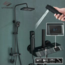 GobekUsa Digital Rainfall Shower System Mixer Set 4-way Bathroom Faucets Kit