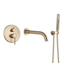 GobekUsa Dual Handle Bathtub Faucet Set with Hand Sprayer and Wall Mount Spout