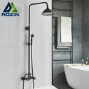 GobekUsa Dual Handle Black Shower Set Faucet with Rainfall Shower Mixer Tap