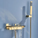 GobekUsa Dual Handle Waterfall Shower Bathtub Mixer Tap with Handshower