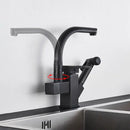 GobekUsa Dual Spout Black Kitchen Faucet with Pull Out Spray Mixer