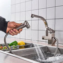 GobekUsa Dual Spout Black Kitchen Faucet with Pull Out Spray Mixer