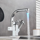 GobekUsa Dual Spout Black Kitchen Faucet with Pull Out Spray Mixer