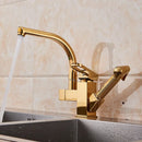 GobekUsa Dual Spout Black Kitchen Faucet with Pull Out Spray Mixer