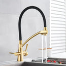 GobekUsa Dual Spout Kitchen Faucet with Water Purification and Flexible Rotation