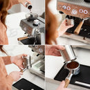 Matte black espresso dosing cup with handle kitchen coffee tool by Decorbites