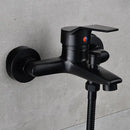 GobekUsa Black Finish Wall Mounted Bathroom Shower Faucet with Handheld Mixer