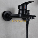 GobekUsa Black Finish Wall Mounted Bathroom Shower Faucet with Handheld Mixer