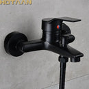 GobekUsa Black Finish Wall Mounted Bathroom Shower Faucet with Handheld Mixer