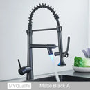 GobekUsa Dual Spout LED Kitchen Faucet 360 Rotate Hot Cold Mixer for Stylish Sink
